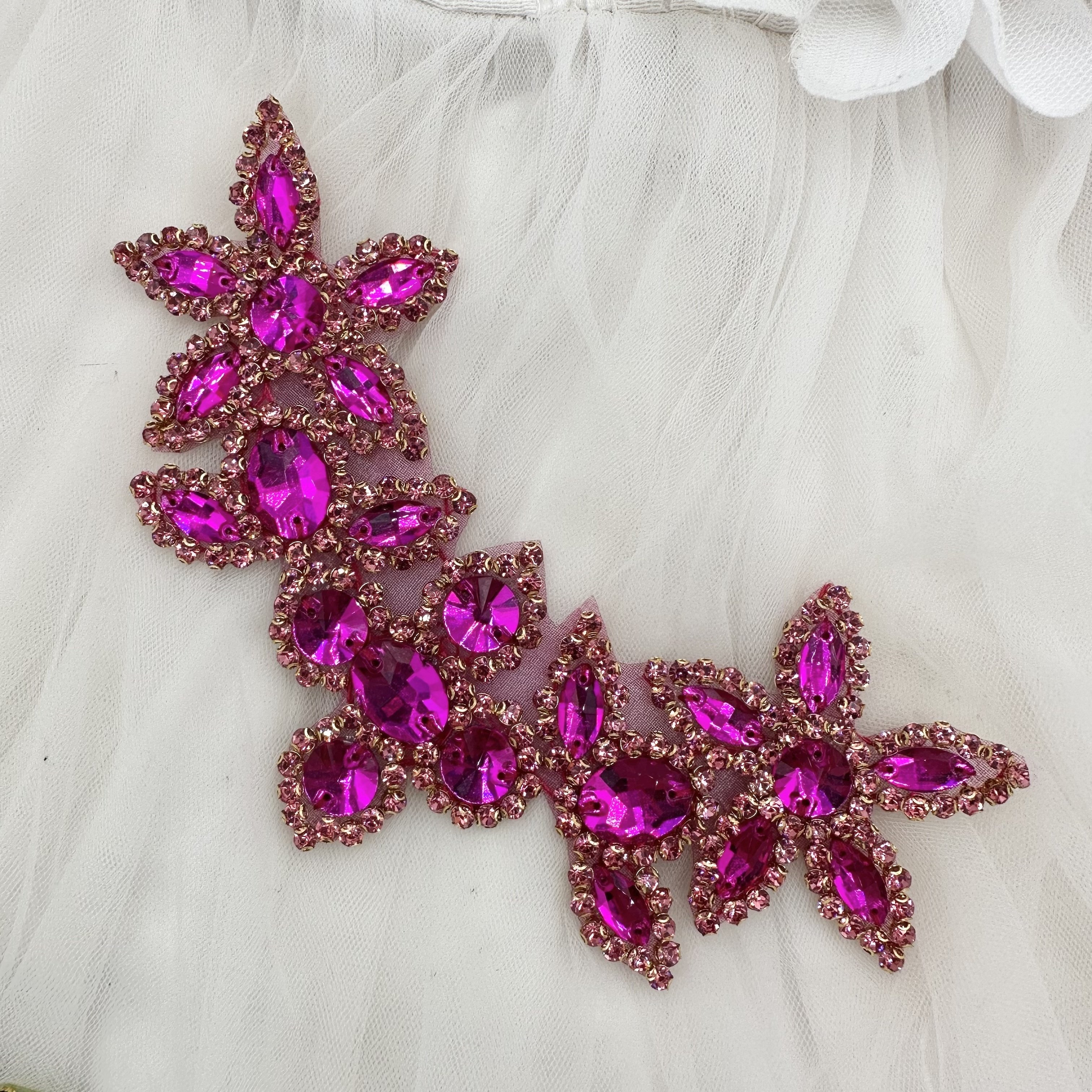 Crystal Glass Buckle Hand-Sewn Drill Flower for Dresses